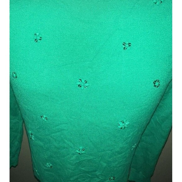 Women's Ruby Rd Green Beaded Long Sleeve Sweater Size Large - Picture 11 of 11